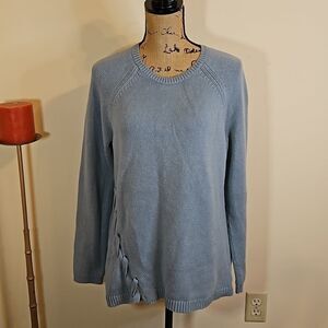 Rock & Republic blue gray knit sweater with front detail size Large
